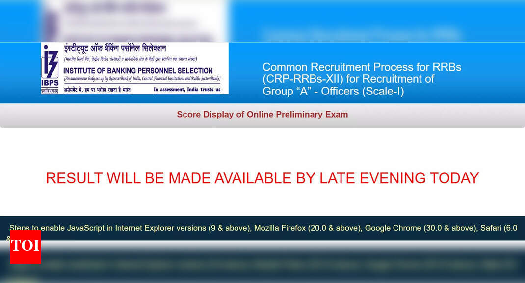 IBPS RRB PO Score Card 2023 released @ ibps.in; Direct link here