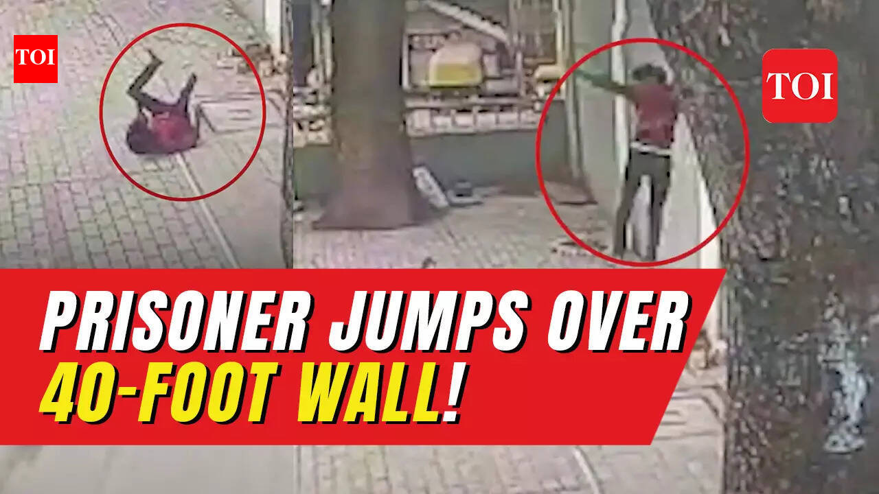 Caught on cam: Rape accused man jumps over 40-foot wall to escape from jail