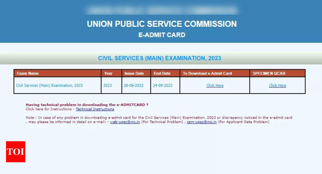 UPSC CSE Main Admit Card 2023 released on upsc.gov.in, direct link to download