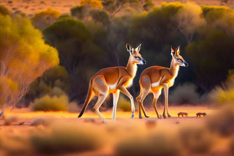 Kangaroos roaming free in Australia