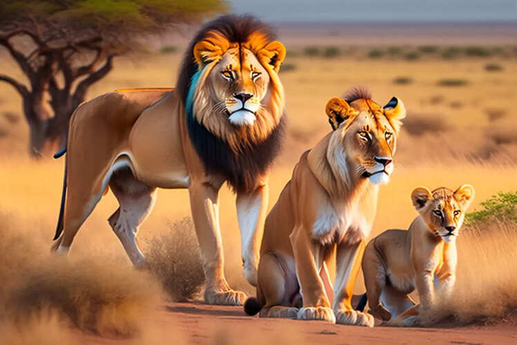 A family of lions in Serengeti National Park