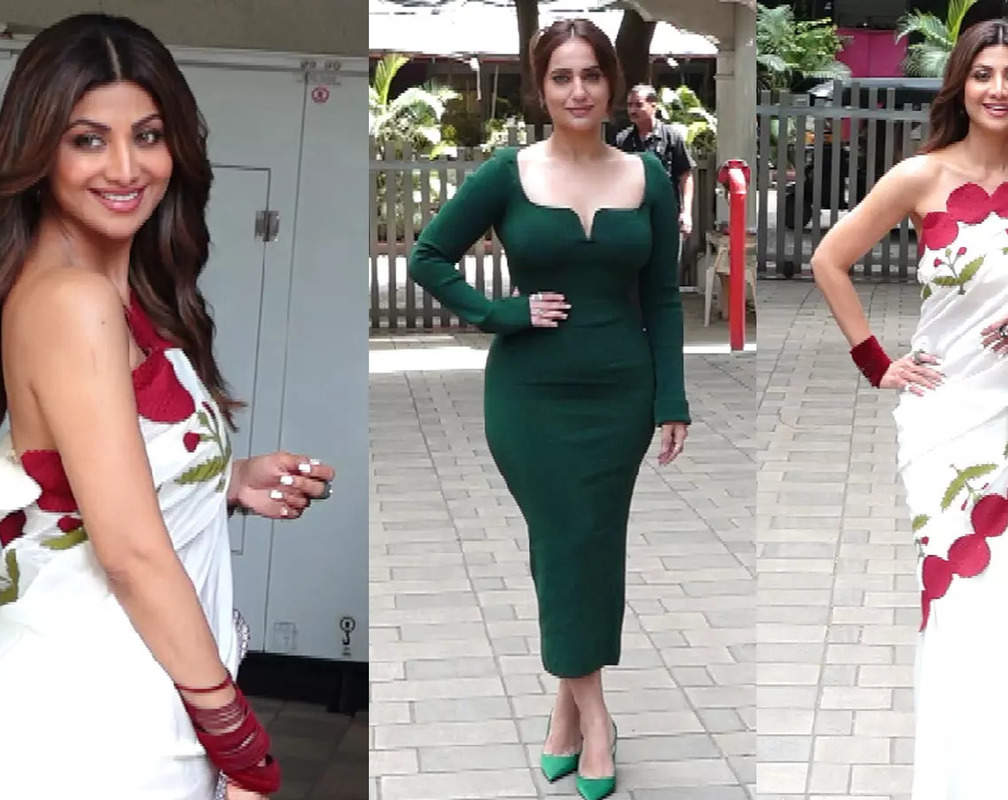 
'Sukhee' promotions: Shilpa Shetty is a sight to behold in saree; Kusha Kapila turns heads in a green bodycon gown

