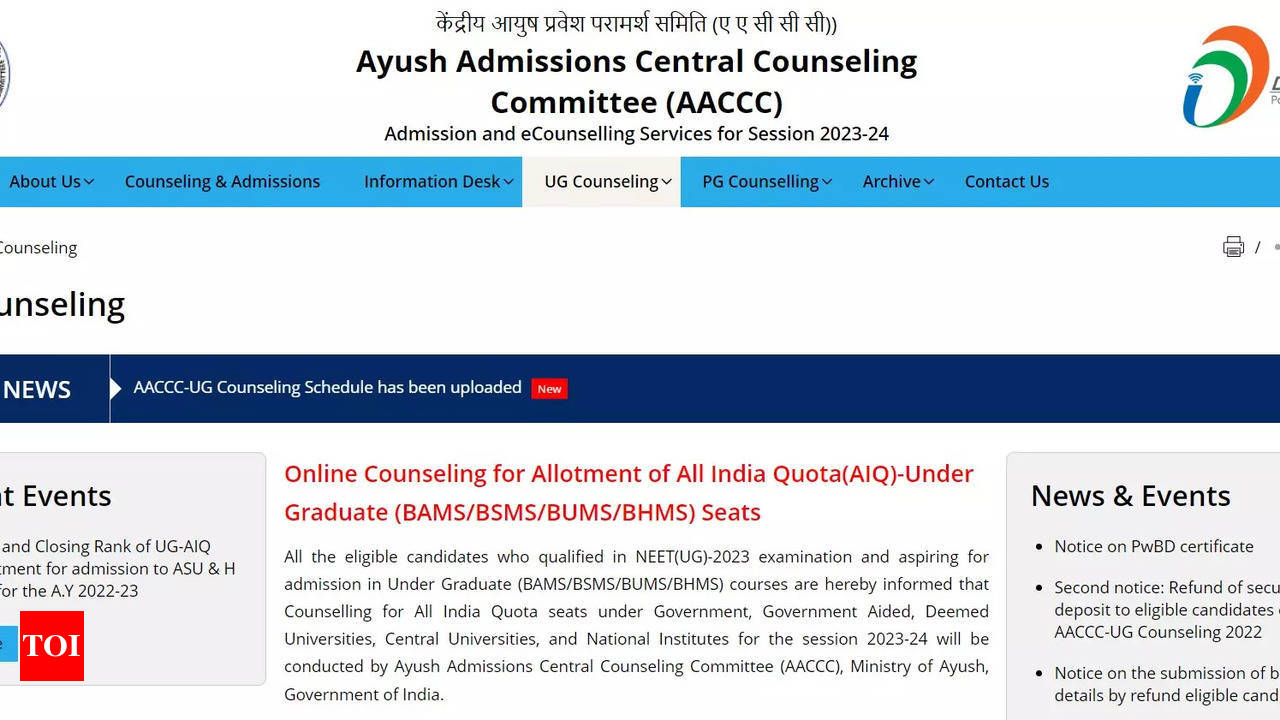 AYUSH NEET UG Counselling 2023 Registration for Round 1