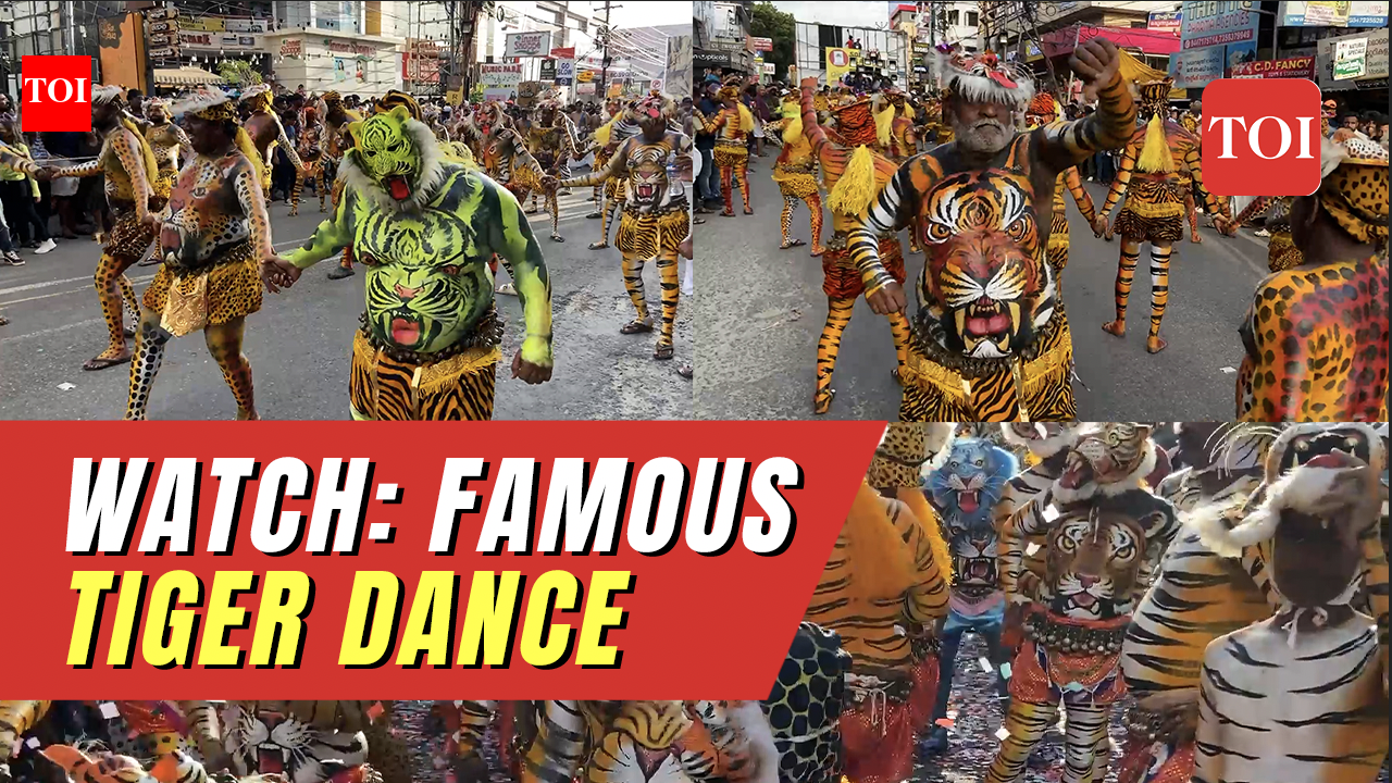 Kerala: Traditional folk dancers perform 'Puli Kali' on the occasion of ...