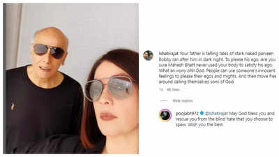 Pooja Bhatt reacts to a troll saying 'Your father is telling tales of Parveen Babi running after him'; fans support the filmmaker