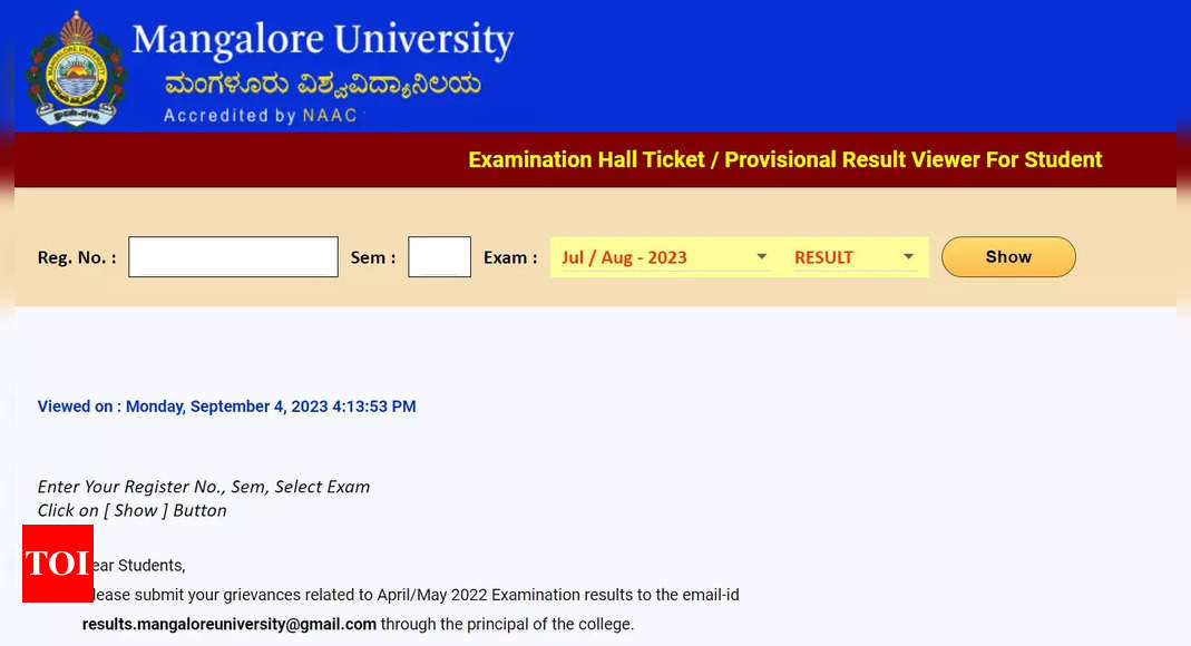 Mangalore University UG Result 2023 (Out): Semester 4, 6 results declared, direct link here