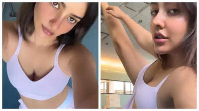 Neha Sharma raises the mercury in a lavender athleisure set - UNSEEN pics