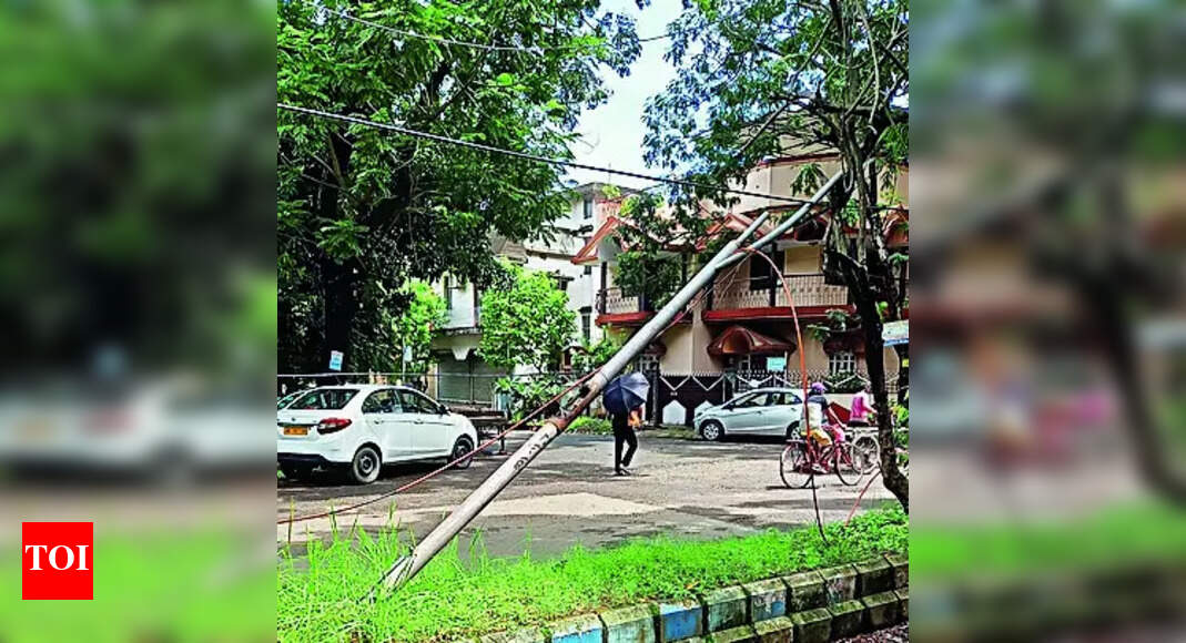 Leaning Poles Leaning Poles, Open Electric Boxes Spark Electrocution