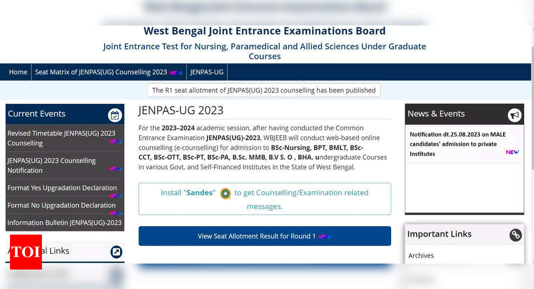 WBJEEB JENPAS UG Seat Allotment Result 2023 declared on wbjeeb.nic.in, direct link here