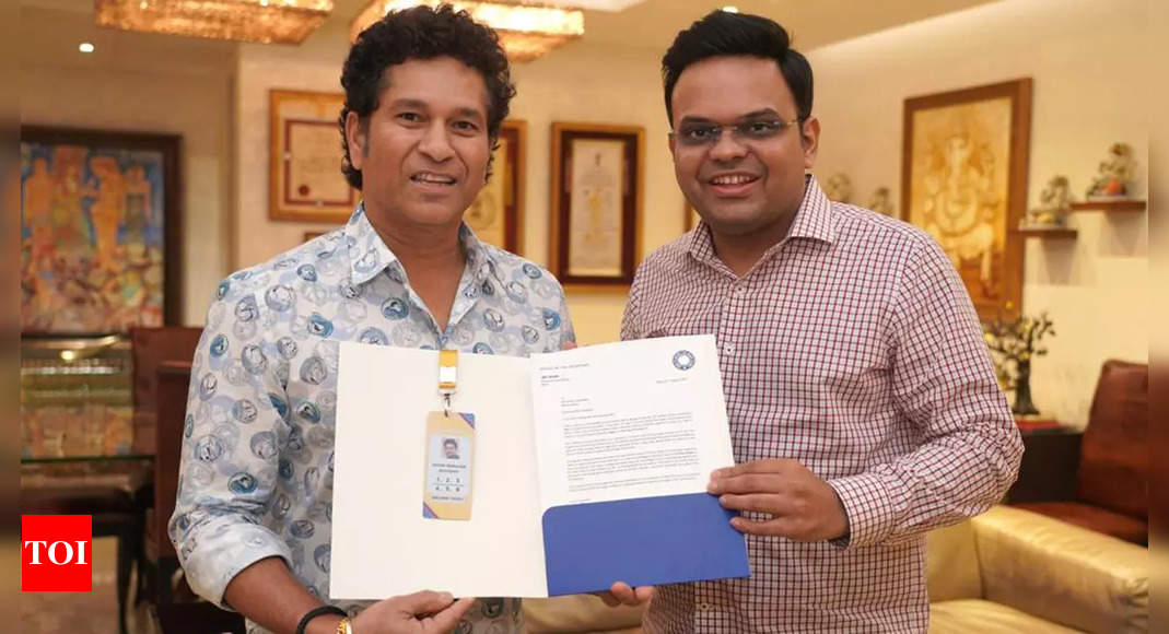 ICC World Cup 2023: Sachin Tendulkar presented with ‘Golden Ticket’ by BCCI secretary Jay Shah | Cricket News – Times of India