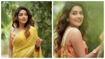 Mahima Nambiar radiates sunshine in a yellow saree for 'Chandramukhi 2' promotions!