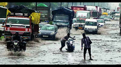 Heavy rain leaves Indore roads, low-lying areas under water