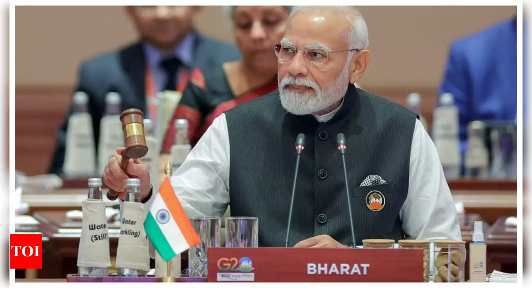 G20 summit: PM Modi behind ‘Bharat’, country nameplate does the talking | India News