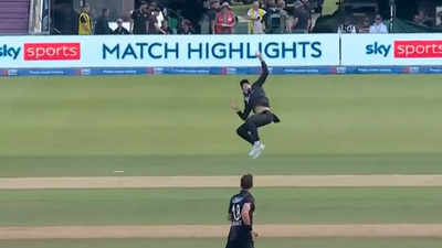 Watch: Mitchell Santner's one-handed mid-air screamer to dismiss Jonny Bairstow