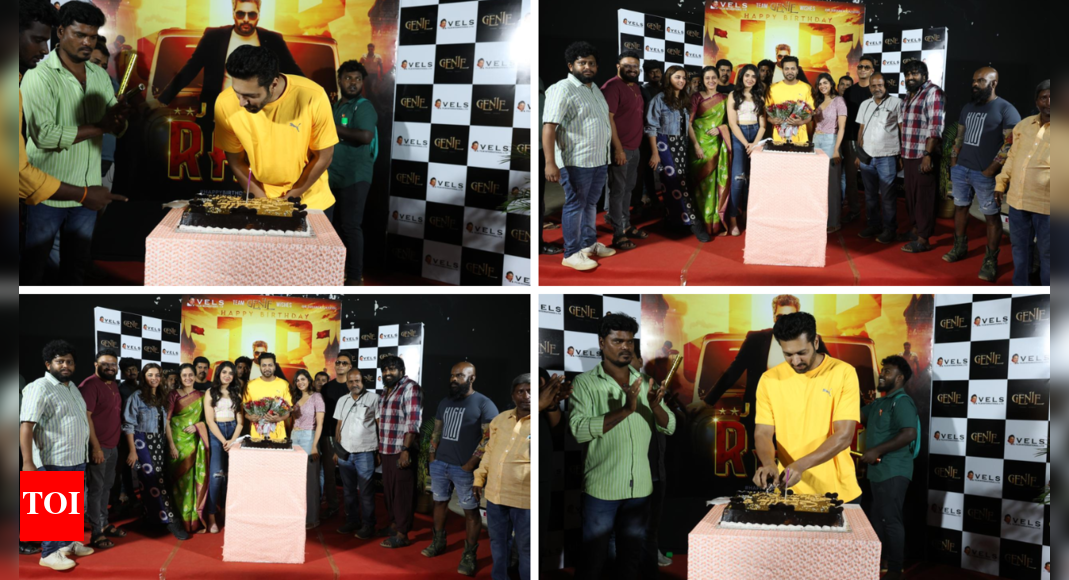 In pictures Jayam Ravi celebrates his birthday on the sets