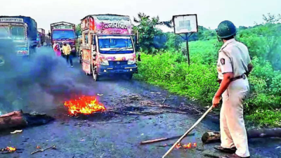 Highway to Hyderabad blocked; bus torched in Hingoli by protesters
