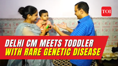 Watch: CM Kejriwal meets toddler suffering from rare SAM disease after AAP MPs help raise Rs 10.5 crore for treatment
