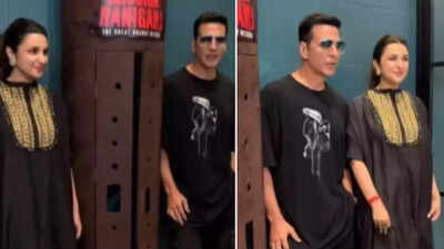 Ahead of her wedding with Raghav Chadha, Parineeti Chopra gets spotted with Akshay Kumar for 'Mission Raniganj' promotions