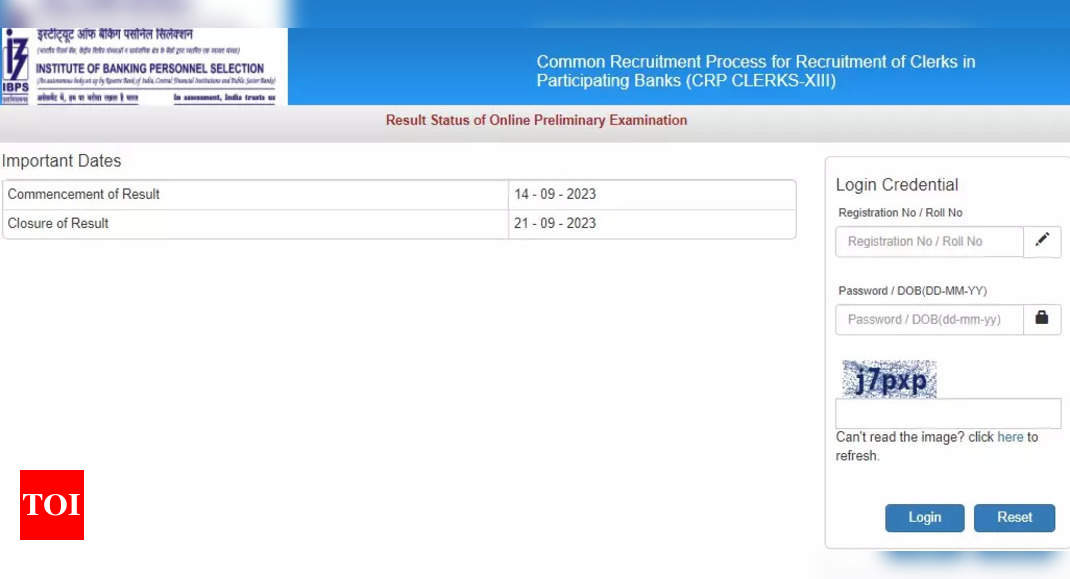 IBPS Clerk Result 2023 declared for prelims exam at ibps.in, direct link to check