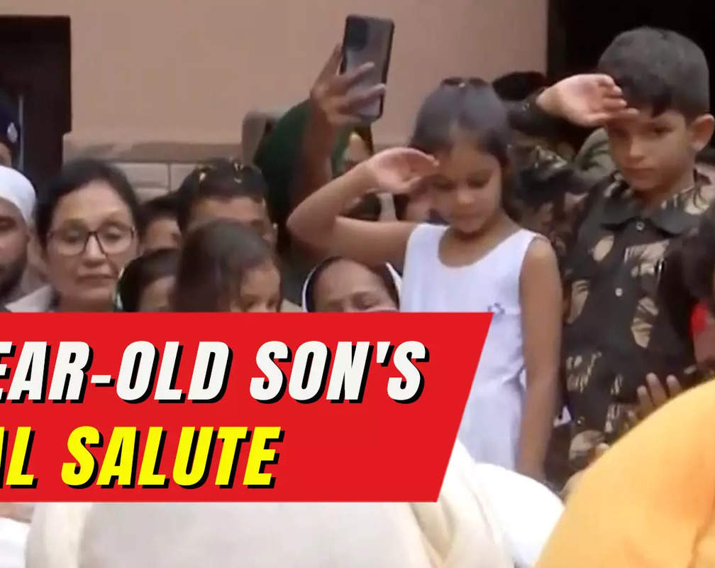 
Anantnag Encounter: Touching scene as six-year-old son bids farewell to Colonel Manpreet Singh
