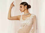Mouni Roy is a vision in white in a dreamy chiffon saree