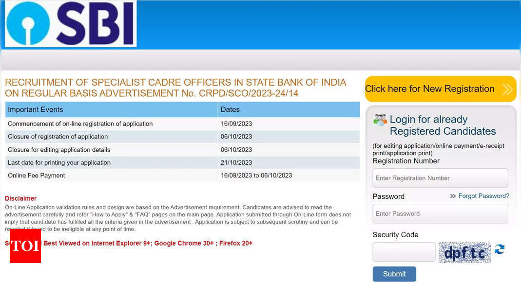 SBI SCO Registration 2023 begins at sbi.co.in, apply for 439 Manager & other posts here