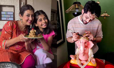 Juhi Parmar with daughter Samairra, Raqesh Bapat carve their Ganpati idols; share pics