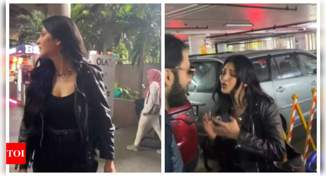 A man follows Shruti Haasan to the airport; tries to come close to her – See photos | Hindi Movie News