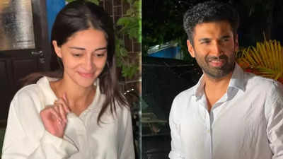 Ananya Panday blushes as she gets spotted with rumoured BF Aditya Roy Kapur -Watch VIRAL Video