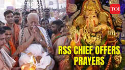 Mumbai: RSS Chief Mohan Bhagwat performs puja, offers prayers at GSB Seva Mandal's Ganesh Pandal