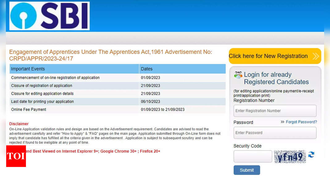 SBI Apprentice 2023: Last date to apply for 6160 vacancies at sbi.co.in, direct link