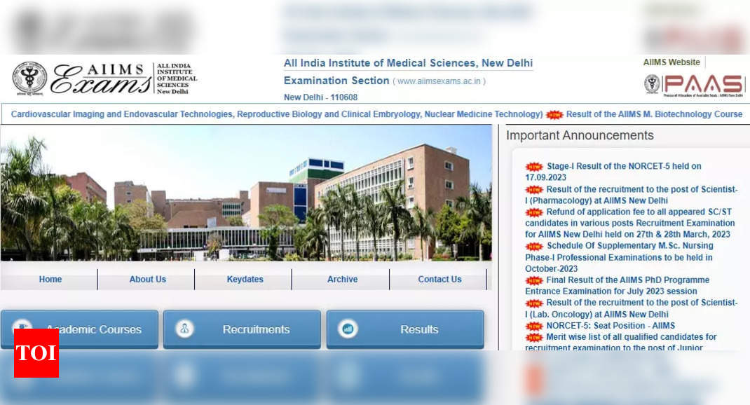 AIIMS NORCET 5 Result 2023 announced @ aiimsexams.ac.in; direct link here