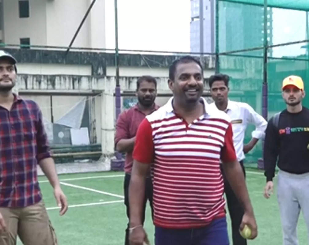 
Muthiah Muralidaran plays cricket in Mumbai rains to promote his upcoming biopic ‘800’
