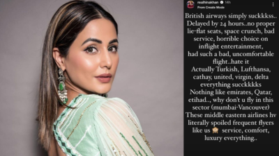 Hina Khan shares her bad experience on her 24-hour delayed flight to Vancouver; says, "Had such a bad and uncomfortable flight"