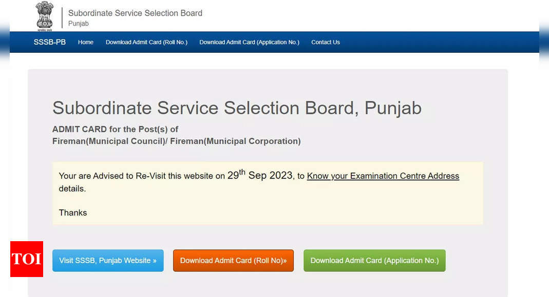 PSSSB Fireman Admit Card 2023 released sssb.punjab.gov.in; Download here |