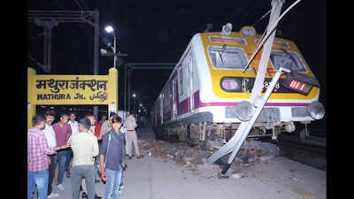 Breaking: Major tragedy averted as train leaves track and reaches platform at Mathura junction