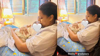 New mom Swara Bhasker places a soft kiss on her baby girl; hubby Fahad Ahmad calls the cuties ‘a blessing’