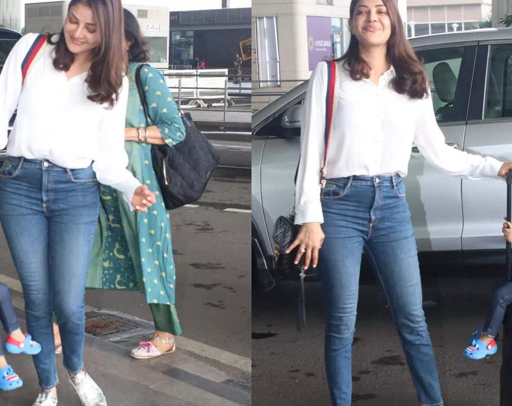 
Kajal Aggarwal gets spotted at airport, but her little son Neil's UNIQUE suitcase trolley grabs all the attention
