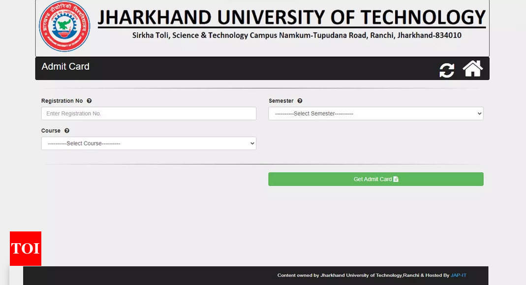 JUT BTech Admit Card for 2nd, 4th and 6th semesters released on jutranchi.ac.in; download here