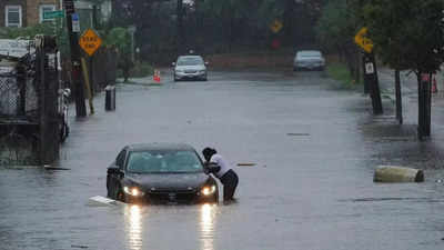 Storm pounds New York City area flooding subways and leading to