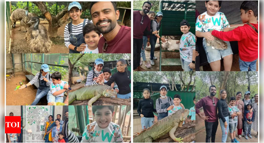 Bhagyalakshmi's reel family, Sushma K Rao, Sudarshan Rangaprasad, and kids enjoy a day out