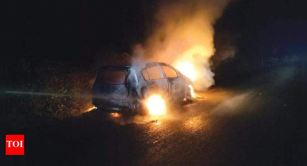 Moving car bursts into flames at Tivim, driver suffers injuries | Goa ...