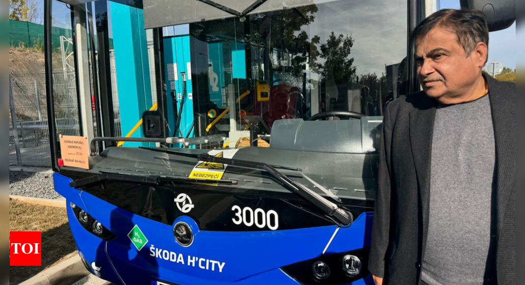Nitin Gadkari rides hydrogen bus in Prague, promises sustainable mobility in India - Times of India