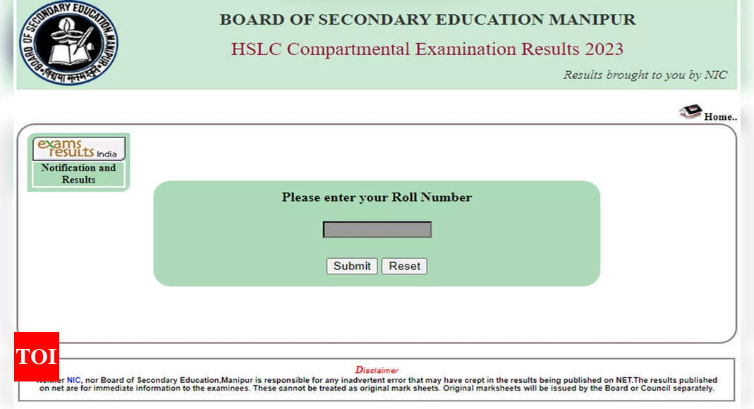 Manipur HSLC compartmental result 2023 declared on manresults.nic.in