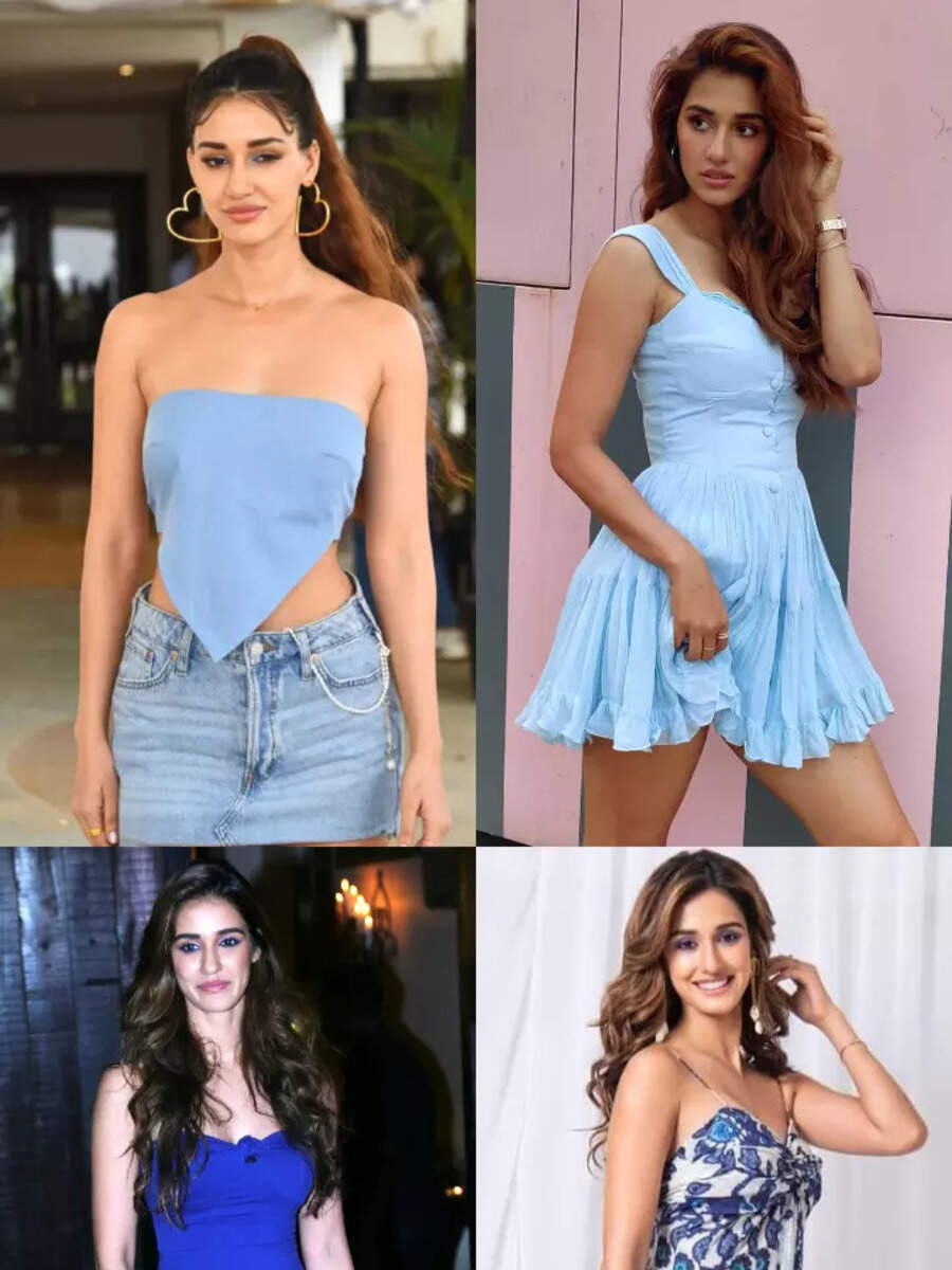 disha patani blue dress Wrap Effect Floral Print Dress | Wrap Dress
