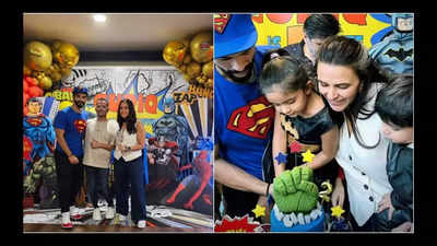 Pics: Inside the superhero-themed birthday party of Neha Dhupia and Angad Bedi’s son Guriq