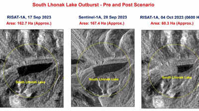 Sikkim flash floods: ISRO satellite images show South Lhonak lake burst
