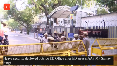 Delhi liquor policy case: Heavy security deployed outside ED Office after ED arrests AAP MP Sanjay Singh