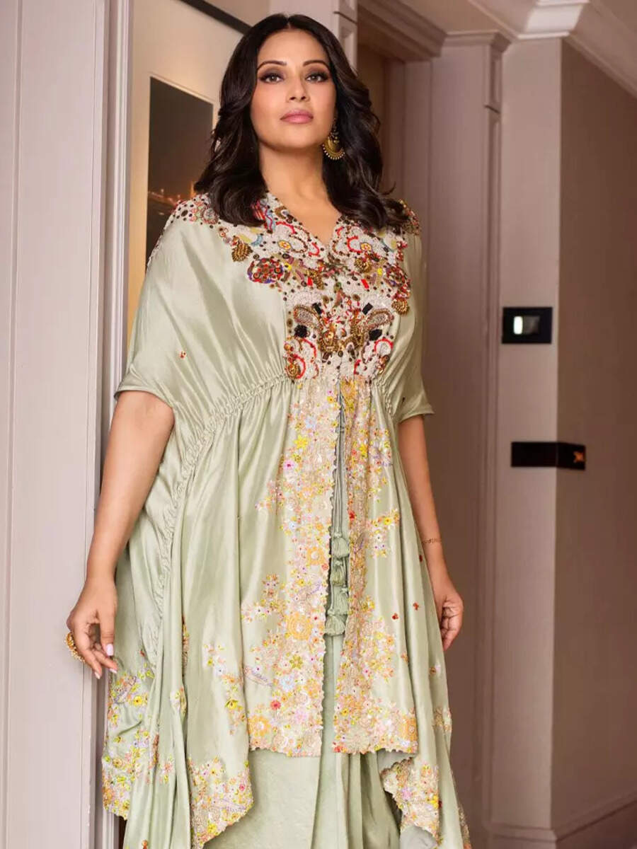 Bipasha exudes elegance in a kaftan set
