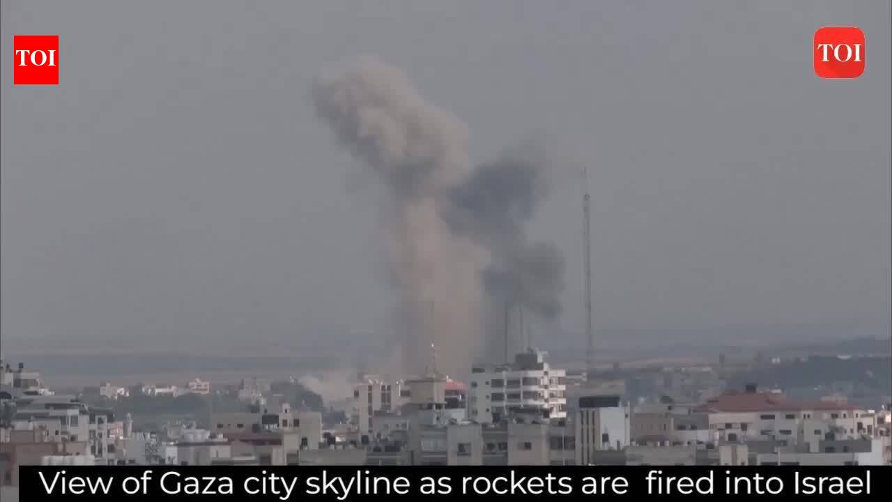Gaza city view as rockets are launched into Israel